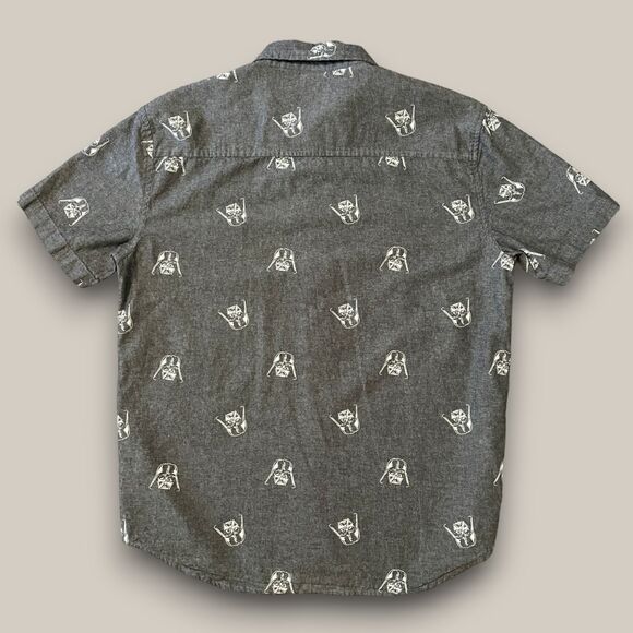 Star Wars Darth Vadar Men's Casual Button Down Shirt Size Medium Gray - Picture 14 of 16
